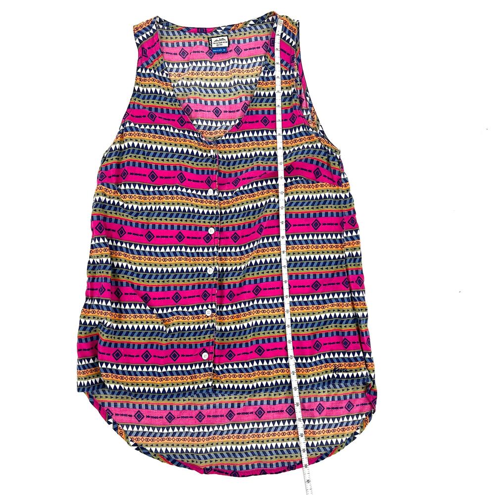 Kavu Multicolor Aztec Pattern Button Up Hi Low Ta… - image 3